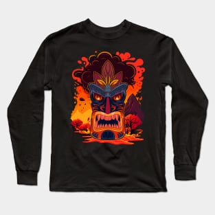 Tiki Lava Volcano Art Long Sleeve T-Shirt